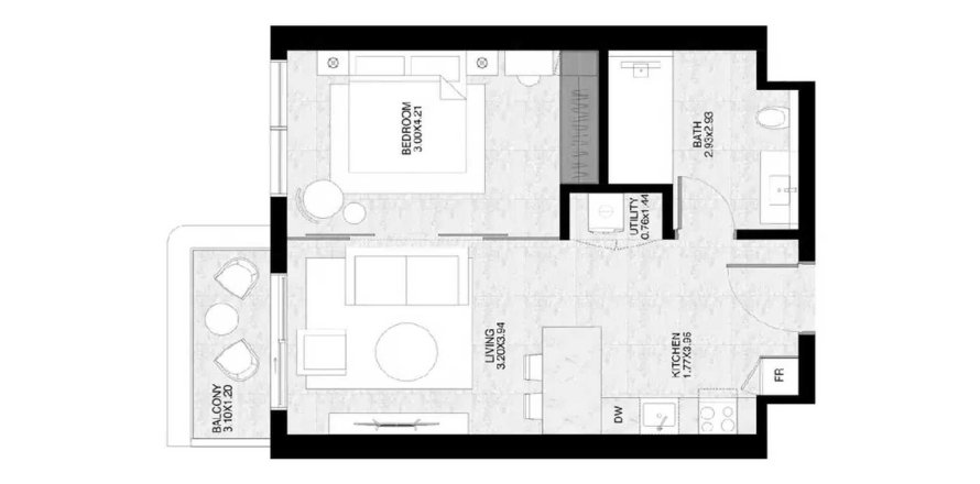 Apartament në The Strand Lunara në Ras Al Khaimah, Emiratet e Bashkuara Arabe 1 dhomë gjumi, 55.56 m2. № 710585