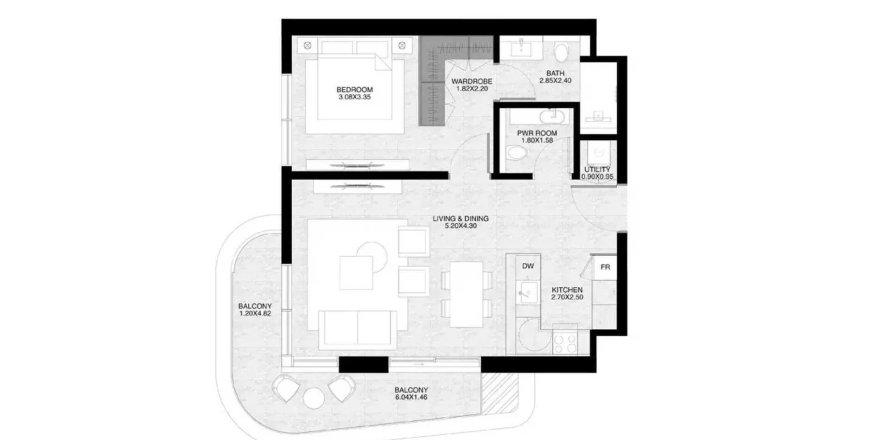 Apartament në The Strand Lunara në Ras Al Khaimah, Emiratet e Bashkuara Arabe 1 dhomë gjumi, 77.85 m2. № 710582