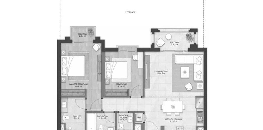 Διαμέρισμα σε BLOOM LIVING GRANADA σε Abu Dhabi, ΗΑΕ 2 υπνοδωμάτια, 95.91 τ.μ. Αρ. 359691
