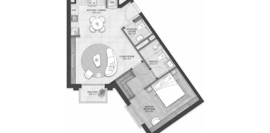 Leilighet i Abu Dhabi, Emiratene 1 soverom, 60.85 kvm nr. 359687