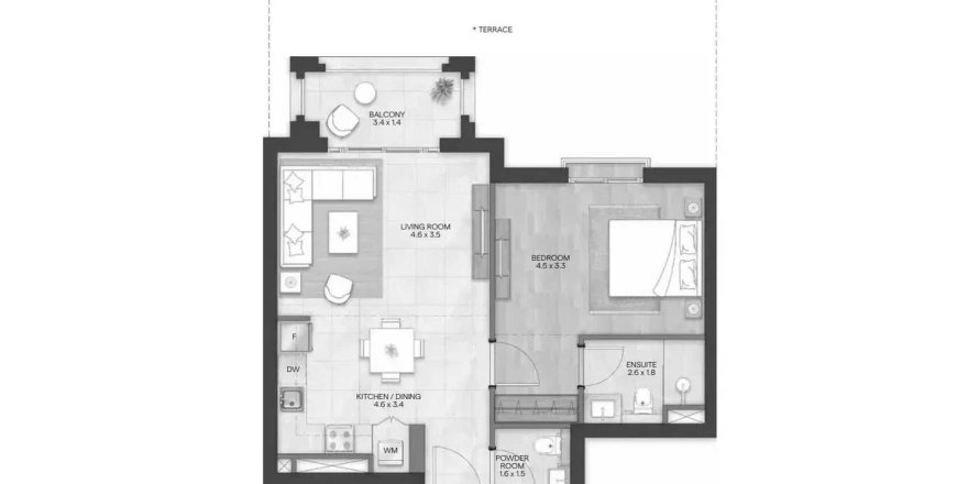Appartamento a Abu Dhabi, EAU 1 camera da letto, 64.95 mq. № 359690