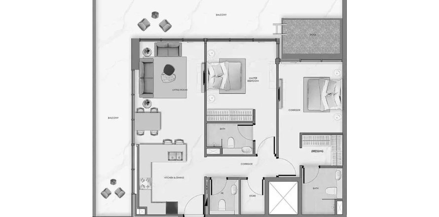 Apartmán v Samana Ocean Crest v Dubai, SAE 2 spálne, 142.7 m2 č. 712167