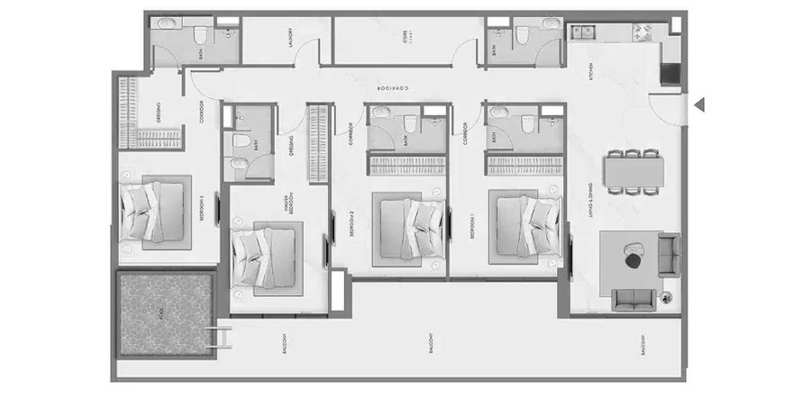 Apartmán v Samana Ocean Crest v Dubai, SAE 4 spálne, 226.03 m2 č. 712169