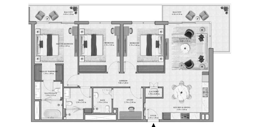 Dubai South (Dubai World Central)、Dubai、UAEにあるマンション 3ベッドルーム、162 m2 No686593