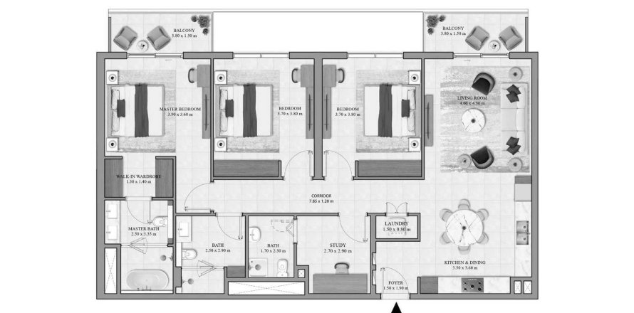 Dubai South (Dubai World Central), Dubai, संयुक्त अरब अमीरात में अपार्टमेंट, 3 बेडरूम, 154 वर्ग मीटर, संख्या 686595