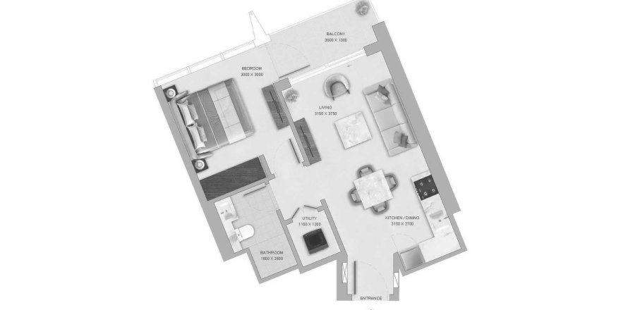Пәтер The Pinnacle, Дубай, БАӘ-да 1 жатын бөлме, 52 м² № 686354
