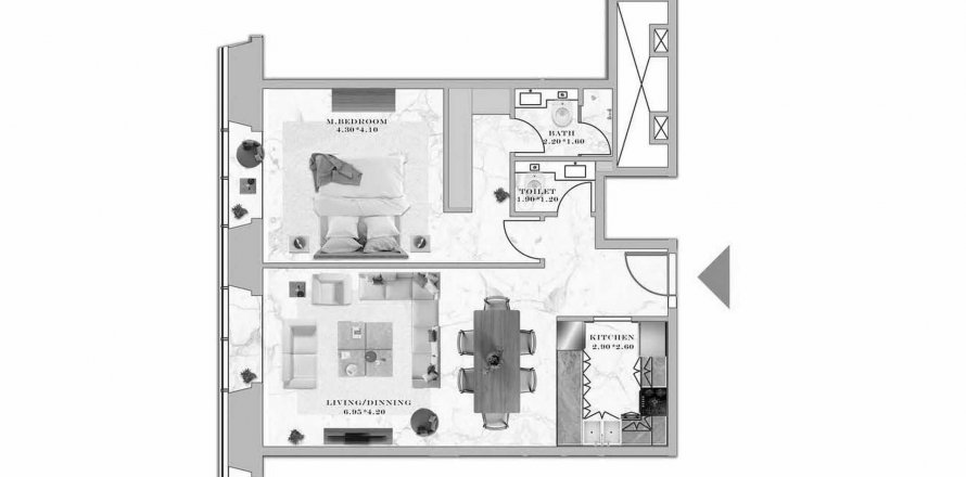 Apartament në AETERNITAS BY LONDON GATE në Dubai Marina, Emiratet e Bashkuara Arabe 1 dhomë gjumi, 82.78 m2. № 374439