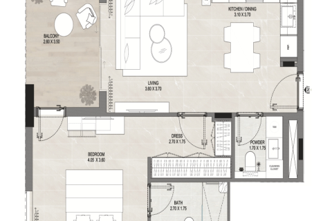 Byt v Dubai, SAE 1 ložnice, 59 m² Č.: 689872 - fotografie 3
