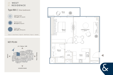 Jumeirah Islands, Dubai, BAE’de satılık daire 1 yatak odası, 78 m&sup2; No 697627 - fotoğraf 8