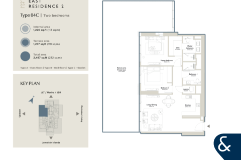 Apartmen di Jumeirah Islands, Dubai, UAE 2 bilik tidur, 122 meter persegi № 697629 - foto 15