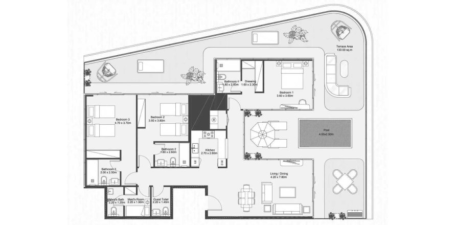 Penthouse i Abu Dhabi, UAE 4 soveværelser, 387.22 kvm № 708497