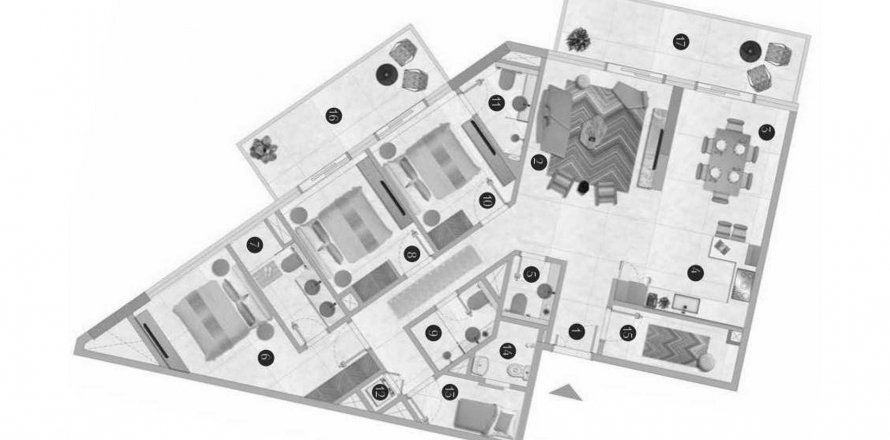 Lakás az Interiors by Missoni lakóparkban itt: Dubai, EAE, 3 hálószoba, 159.19 m², azonosító: 638498