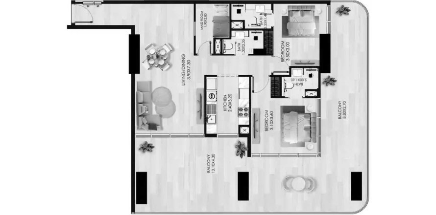 Apartment i Dubai Production City (IMPZ), Dubai, UAE 2 soveværelser, 158.87 kvm № 709185