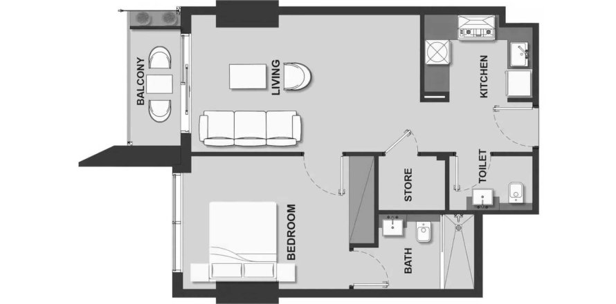 Apartmán v MAISON ELYSEE v Jumeirah Village Circle, Dubai, SAE 1 spálňa, 60.07 m2 č. 713449