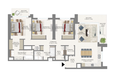 Apartman u Dubai Creek Harbour (The Lagoons), UAE 1 spavaća soba, 66 m2 Br. 689865 - fotografija 6