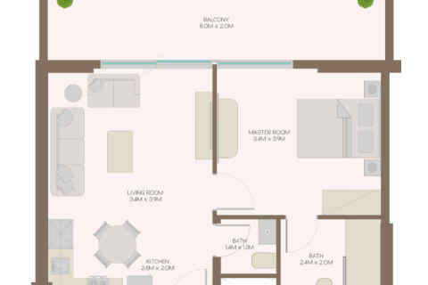Byt v Al Furjan, Dubai, SAE 1 ložnice, 63 m² Č.: 732526 - fotografie 6