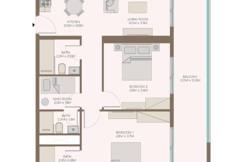 Byt v Al Furjan, Dubai, SAE 1 ložnice, 63 m² Č.: 732526 - fotografie 7