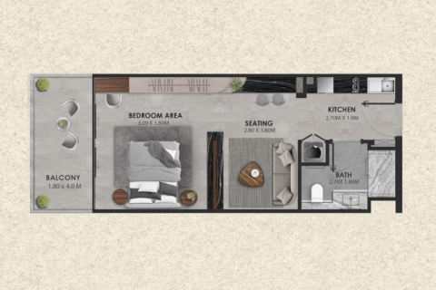 Lakás itt: Jumeirah Village Circle, Dubai, EAE, 1 szoba, 42 m², azonosító: 732495 - fénykép 4