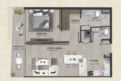 Lakás itt: Jumeirah Village Circle, Dubai, EAE, 1 szoba, 42 m², azonosító: 732495 - fénykép 5
