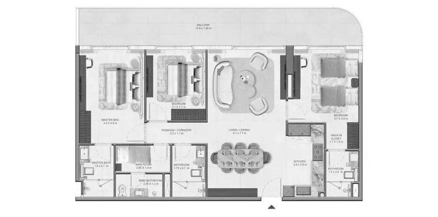 Leilighet i Sheikh Mohammed Bin Zayed Road, Dubai, Emiratene 3 soverom, 146.42 kvm nr. 712303