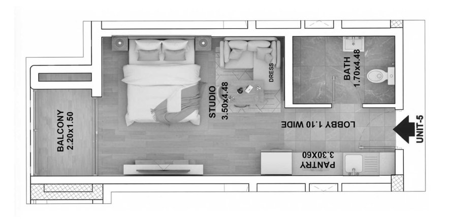 阿联酋 Dubai Dubai South (Dubai World Central) 公寓  1 房, 33 平方米 , 编号 699236