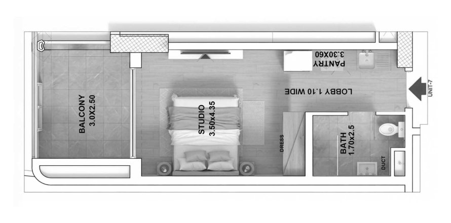 Huoneisto RR Grand Dubai South (Dubai World Central), Arabiemiraatit 1 huone, 36 m2 № 699237