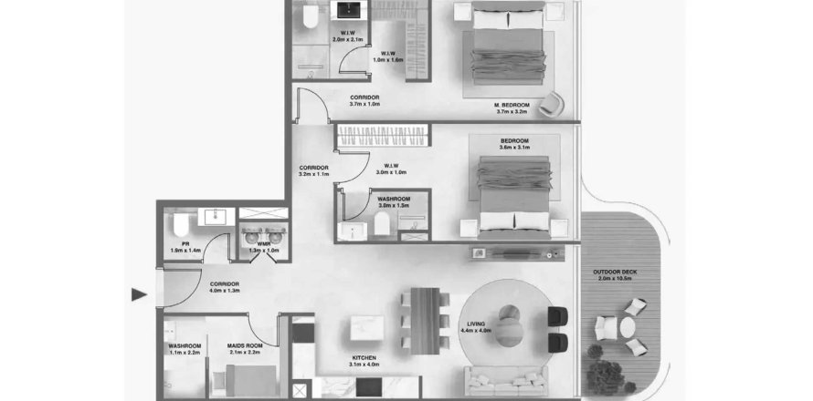 Apartament w Deira, Dubai, ZEA 2 sypialnie, 110.46 mkw. nr 717467