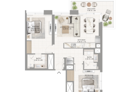 Apartman u gradu Dubai Creek Harbour (The Lagoons), UAE 1 spavaća soba, 60 m2 Br. 690197 - Slika 6