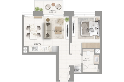 Apartman u gradu Dubai Creek Harbour (The Lagoons), UAE 1 spavaća soba, 60 m2 Br. 690197 - Slika 5