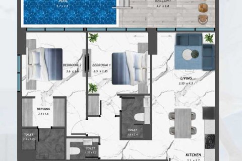 Apartman u Arjan, Dubai, UAE 2 spavaćih soba, 143 m2 Br. 636933 - fotografija 4
