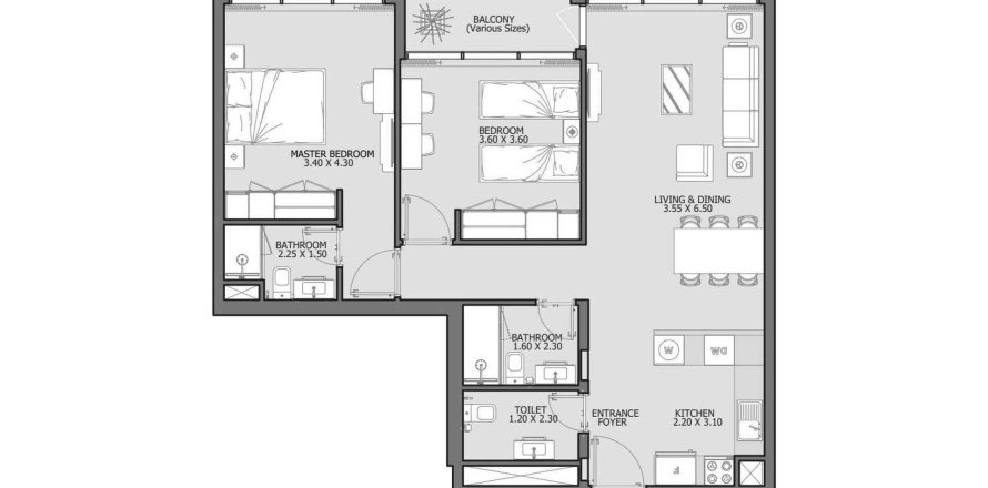 Apartmen di VERDANA 3 di Dubai Investment Park, UAE 2 bilik tidur, 89.84 meter persegi № 648083