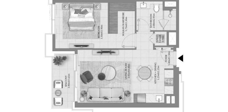 Appartamento a Dubai, EAU 1 camera da letto, 68.93 mq. № 647288