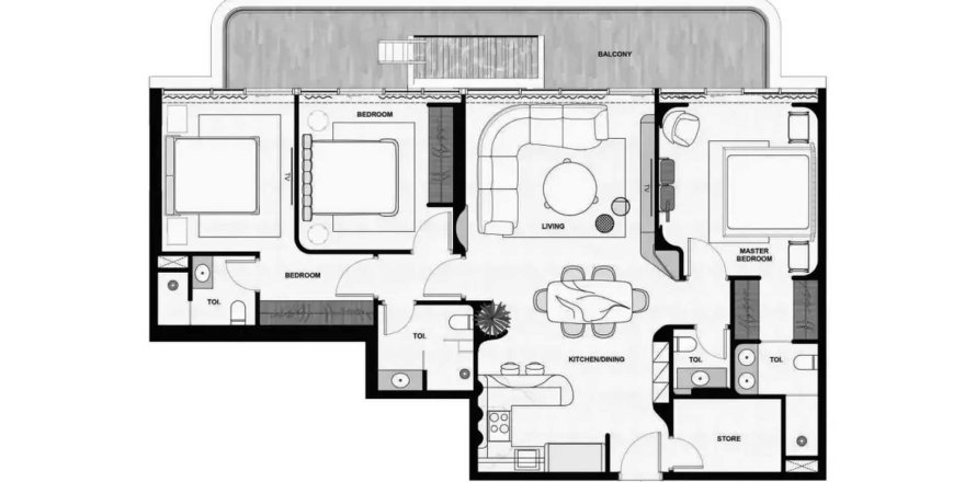Lakás a Natuzzi Harmoni lakóparkban itt: Dubai, EAE, 3 hálószoba, 155.08 m², azonosító: 718174