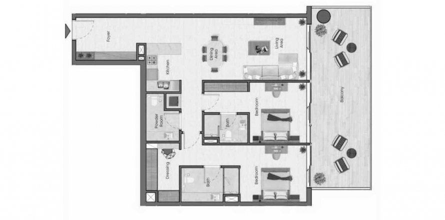 Apartament në Saddlewood Park në Nadd Al Sheba, Dubai, Emiratet e Bashkuara Arabe 2 dhoma gjumi, 125 m2. № 635037