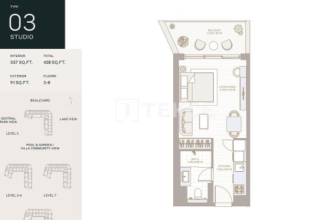Wohnung zum Verkauf in Dubai, VAE 1 Zimmer, 41 m2 Nr. 730868 - Foto 18