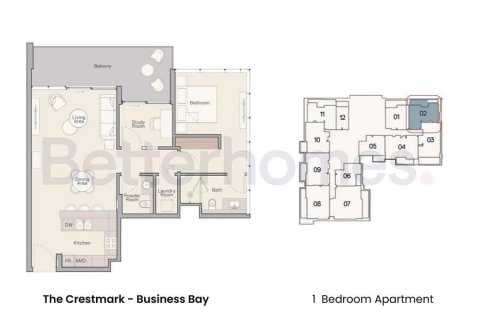 Byt v Business Bay, Dubai, SAE 1 ložnice, 92 m² Č.: 642940 - fotografie 12