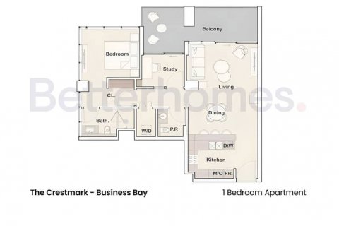 Leilighet til salgs i Business Bay, Dubai, Emiratene 1 soverom, 95 kvm Nr. 642942 - Foto 13