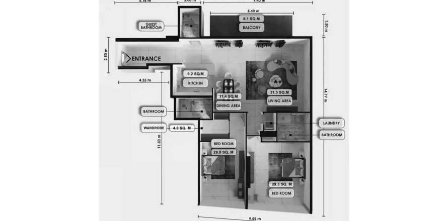 Apartment in Zenith J1 in Jumeirah Village Circle, Dubai, UAE 2 bedrooms, 177.5 sq.m. № 714904