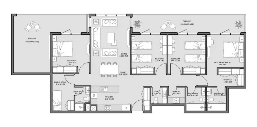 Penthaus u The District u Al Reem Island, Abu Dhabi, UAE 191.19 m2, 4 spavaćih soba Br. 579971