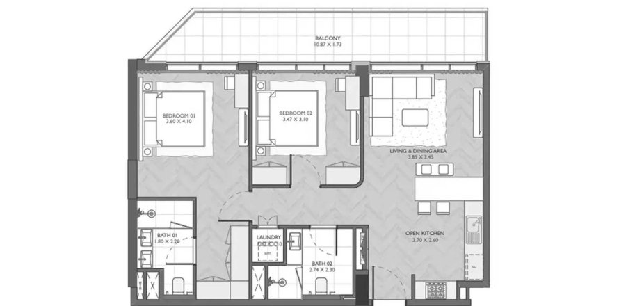 Appartamento a Dubai South (Dubai World Central), Dubai, EAU 2 camere da letto, 101.45 mq. № 706183