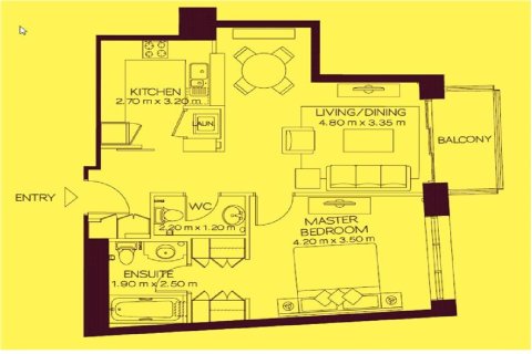 דירה למכירה ב Downtown Dubai (Downtown Burj Dubai), Dubai, איחוד האמירויות 1 חדר שינה, 74 מ"ר, מספר 666383 - תמונה 15