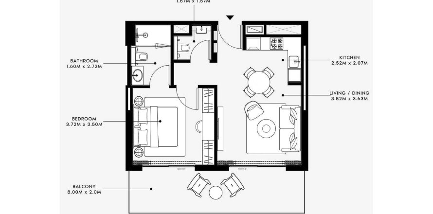 阿联酋 Dubai Dubai South (Dubai World Central) 公寓  1 卧, 67 平方米 , 编号 688089