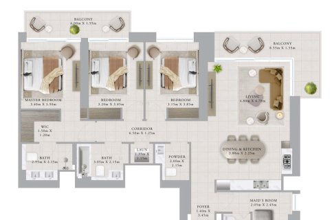 Apartament në Dubai Creek Harbour (The Lagoons), Emiratet e Bashkuara Arabe 3 dhoma gjumi, 174 m2. № 758428 - Foto 15