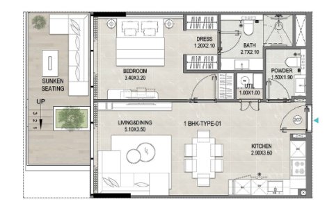 Huoneisto REEF 1000 Dubai Land, Arabiemiraatit 1 huone, 44 m2 № 728601 - kuva 21