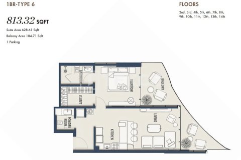 Apartman u Umm Al Quwain, UAE 1 spavaća soba, 84 m2 Br. 660917 - fotografija 17