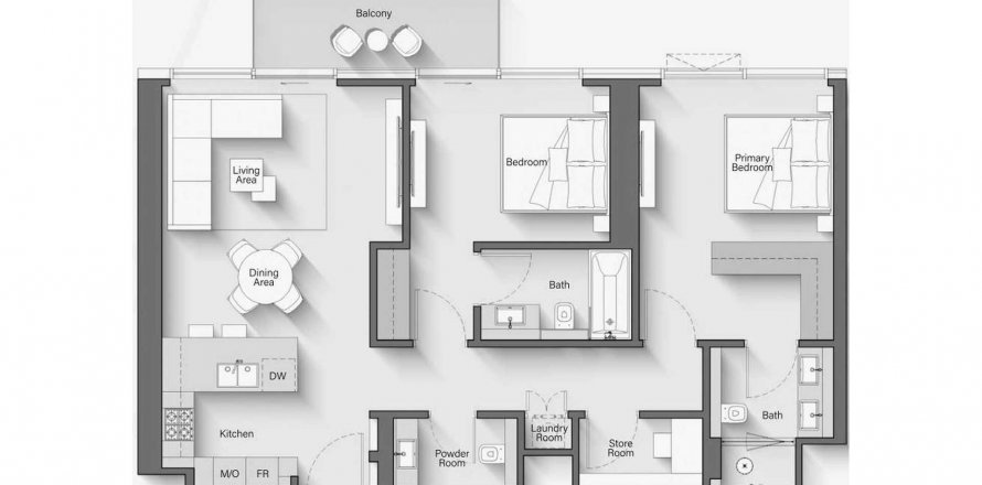 Apartment in Riverton House in Nadd Al Sheba, Dubai, UAE 2 bedrooms, 102.9 sq.m. № 634131