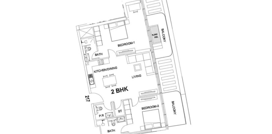 Квартира в Villa del Garda в Дубай, ОАЭ 3 комнаты, 110.95м2 № 709101