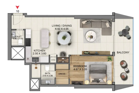 Huoneisto Jumeirah Islands, Dubai, Arabiemiraatit 1 makuuhuone, 90 m2 № 739620 - kuva 10