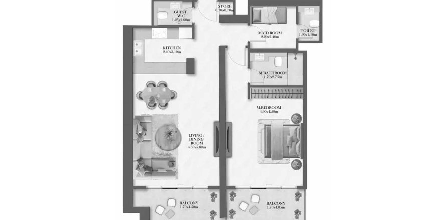 Al Reem Island、Abu Dhabi、UAEにあるマンション 1ベッドルーム、76.2 m2 No757760
