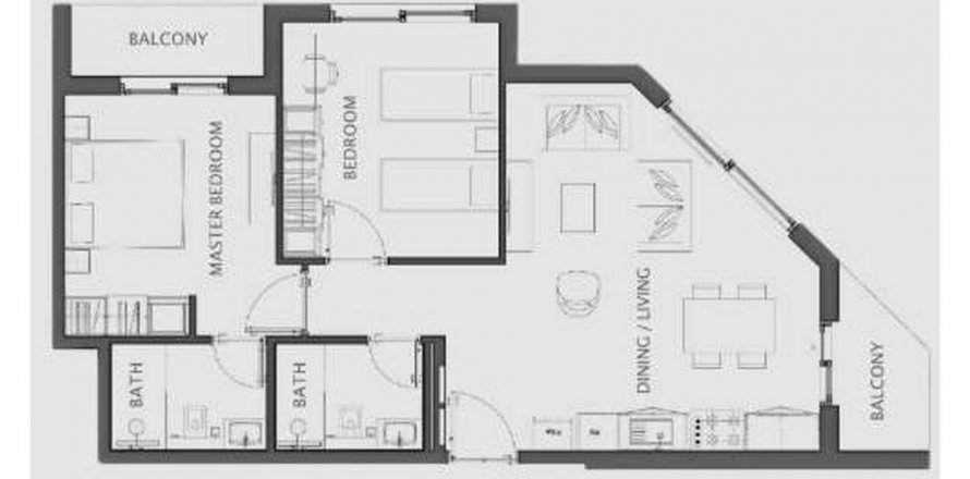 Byt v HAWA Residence v Tilal City, Sharjah, SAE 2 ložnice, 81.81 m² Č.: 613108